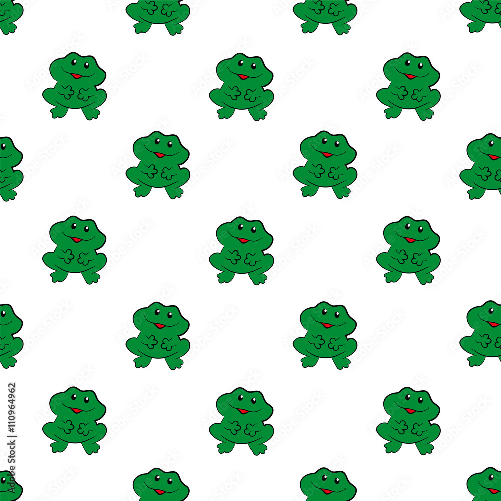 Fototapeta premium Green seamless pattern tiny toads