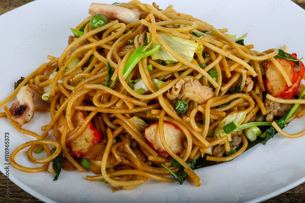 Asian pasta with seafood Asian pasta with seafood