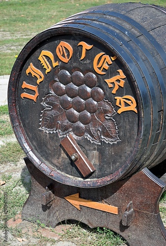 wooden wine barrel photo