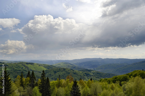 mountain landscape / mountain landscape with clouds after storm