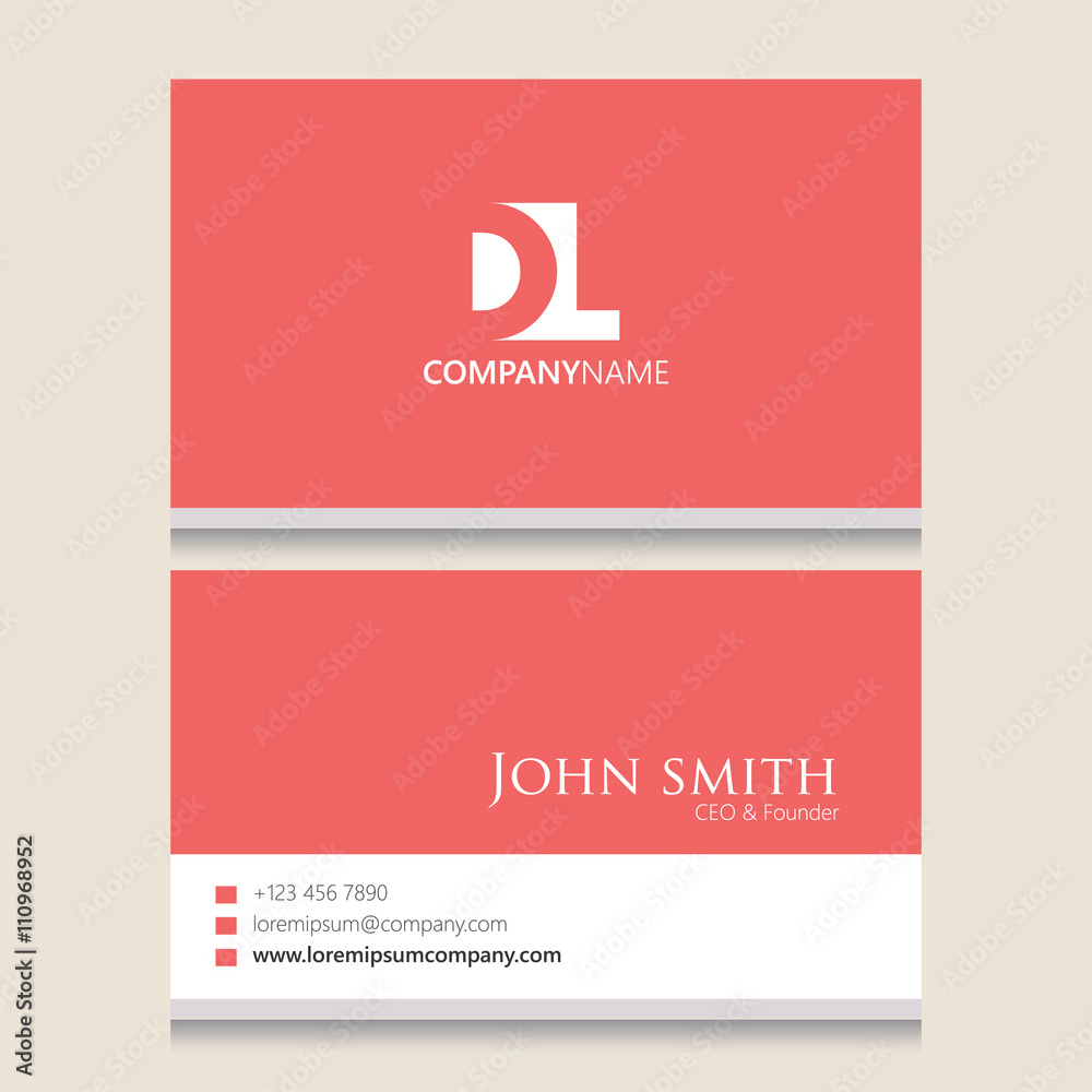 DL Logo | Business Card Template | Vector Graphic Branding Letter Element | White Background Abstract Design Colorful Object