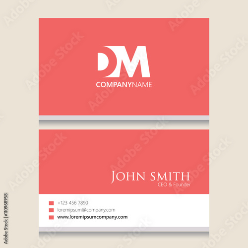 DM Logo | Business Card Template | Vector Graphic Branding Letter Element | White Background Abstract Design Colorful Object