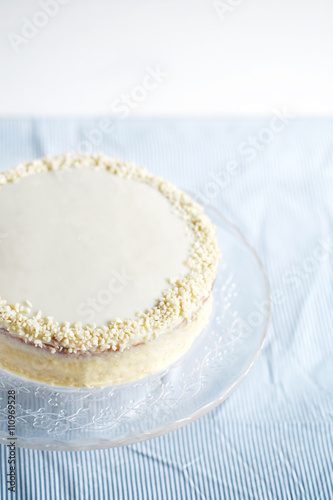 Almond and white chocolate cake, layered with ricotta