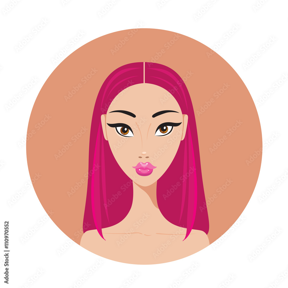 Young Asian woman with dyed red hair looks Stylish Beautiful Young Asian woman with dyed red hair looks Stylish Beautiful