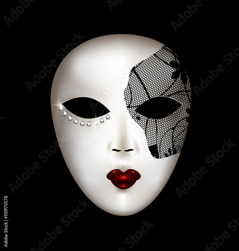 white mask with black mesh