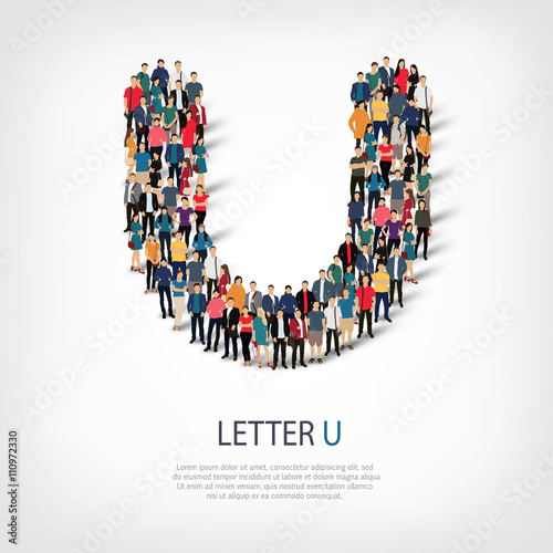 group  people  shape letter U vector