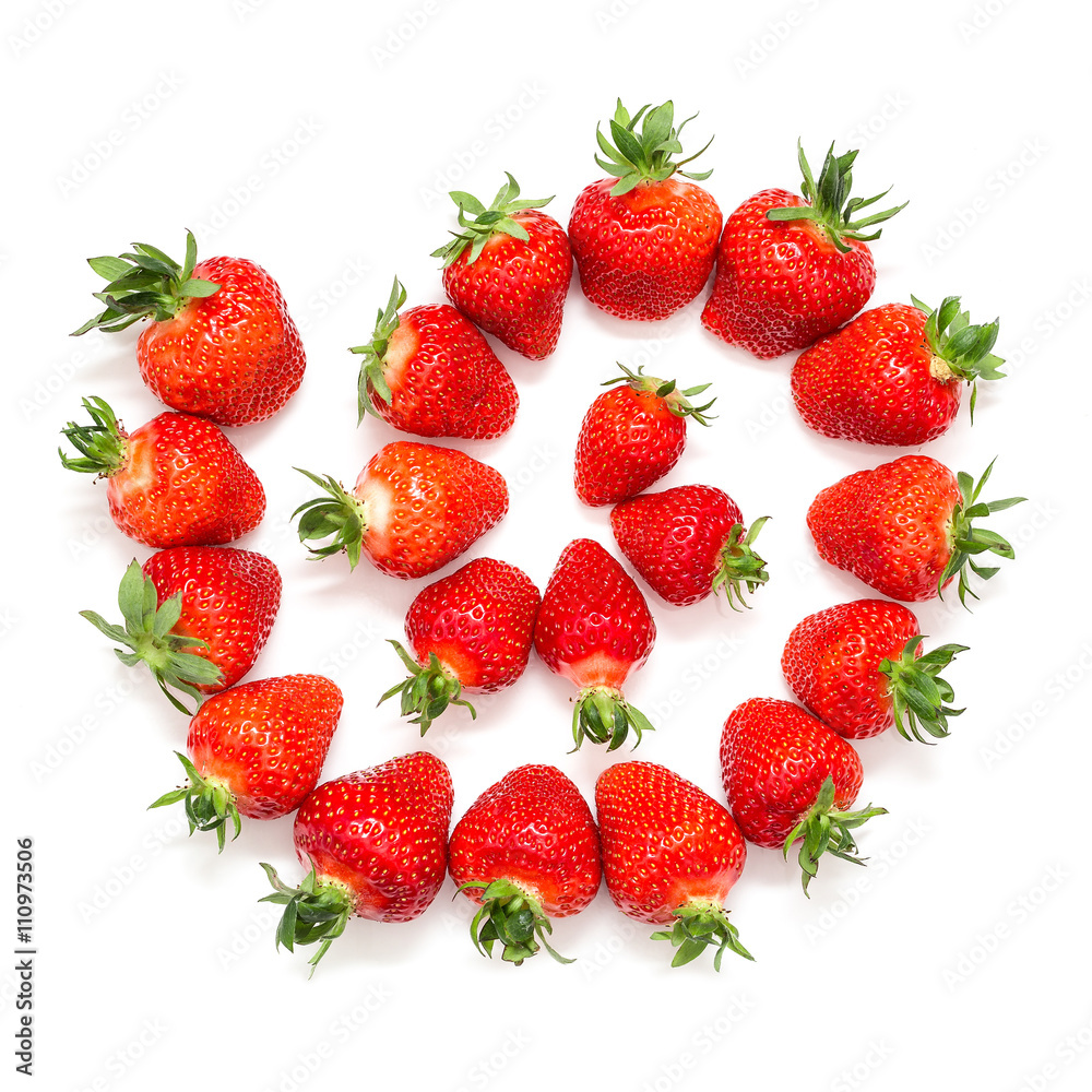 strawberries on white background from above strawberries on white background from above