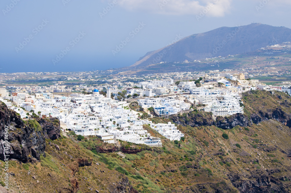 Cityscape of Thira in Santorini island, Greece