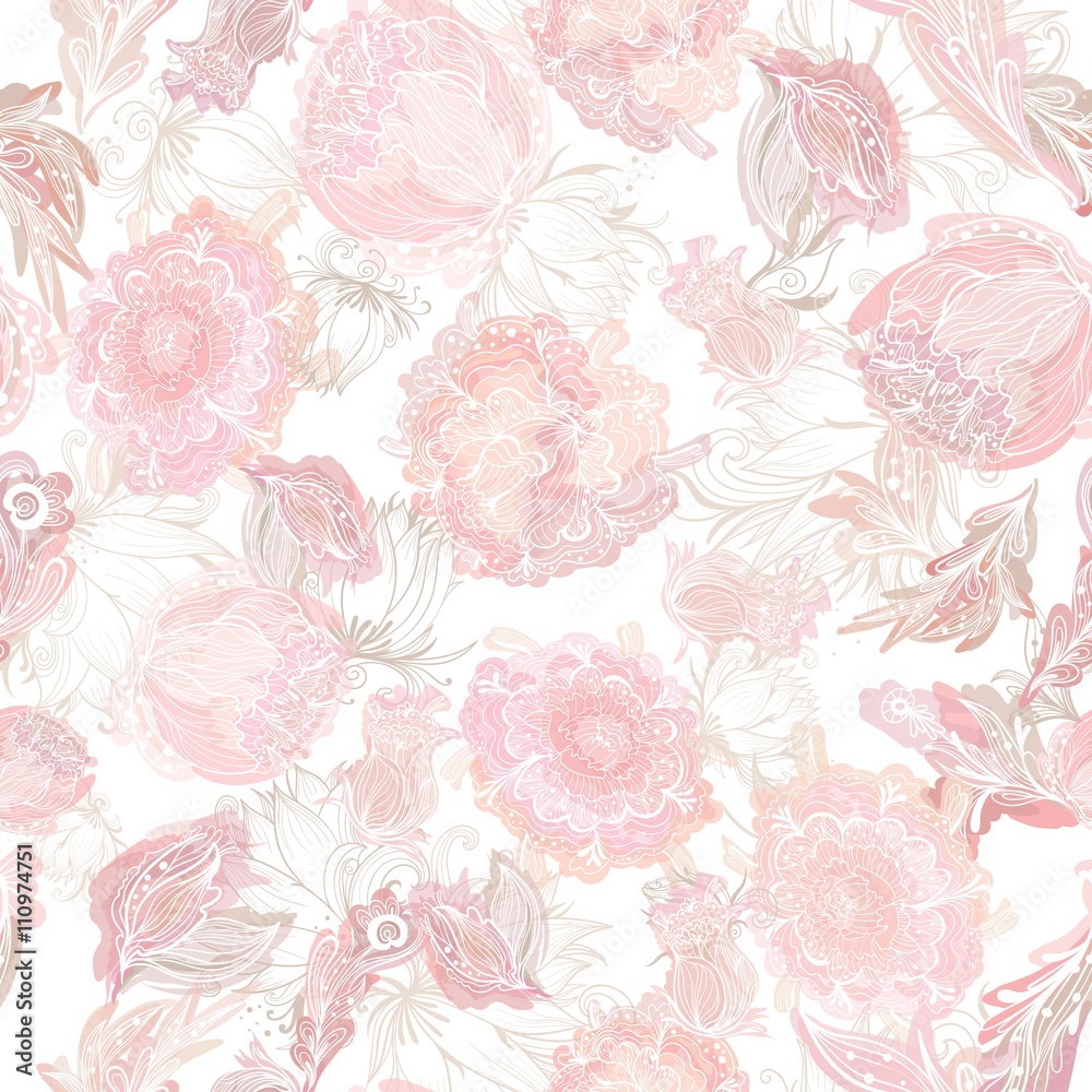 Romantic Soft Vector Floral Pattern