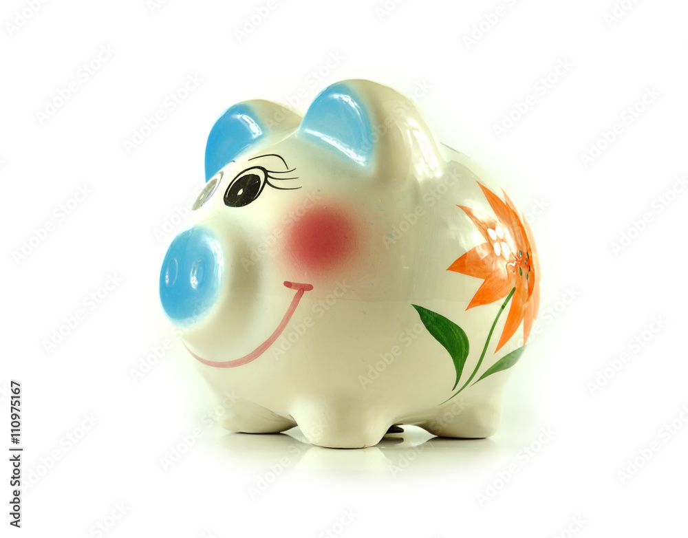 pig ceramic close up isolated on white background pig ceramic close up isolated on white background