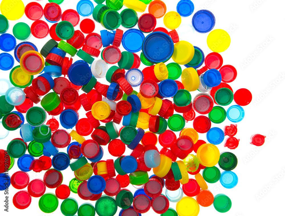 Recycle plastic bottle caps, color plastic caps