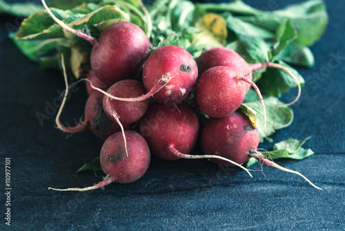 Organic radishes on the table