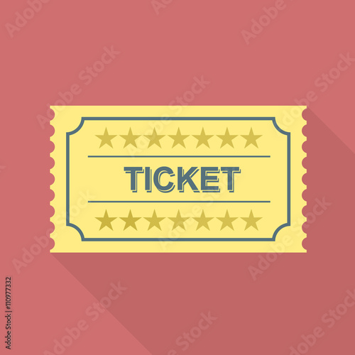Icon retro ticket. Vintage cinema ticket. Simple, flat style. Graphic vector illustration.