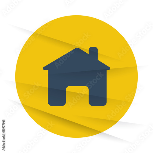 Dark Home icon label on wrinkled paper