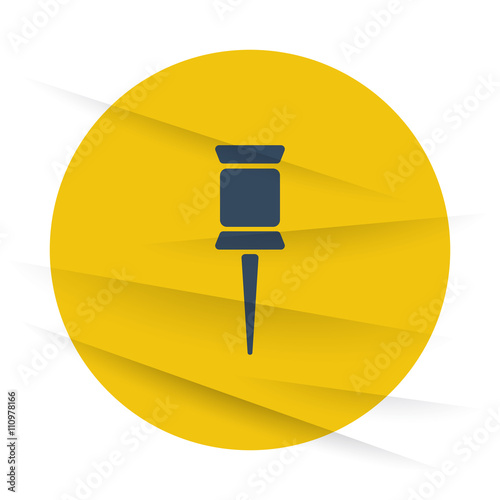 Dark Pushpin icon label on wrinkled paper
