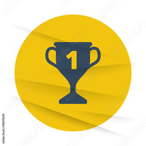 Dark Trophy icon label on wrinkled paper