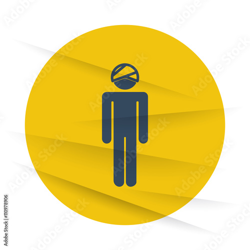 Dark Head icon label on wrinkled paper