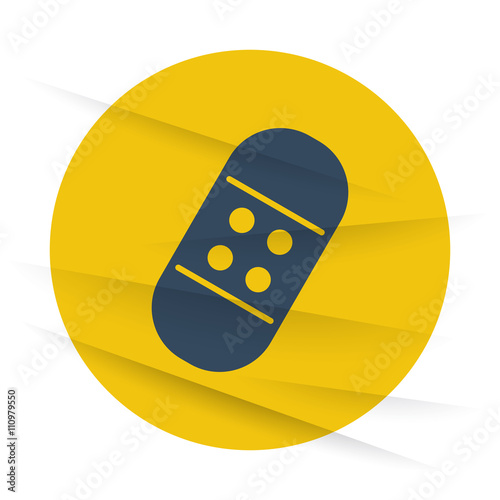 Dark Adhesive Bandage icon label on wrinkled paper