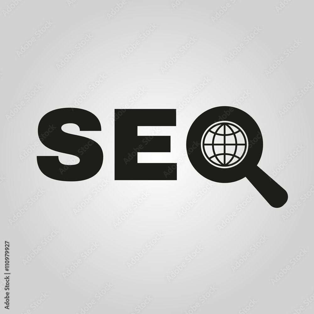 The SEO icon. WWW and browser, development symbol. UI. Web. Logo. Sign. Flat design. App.