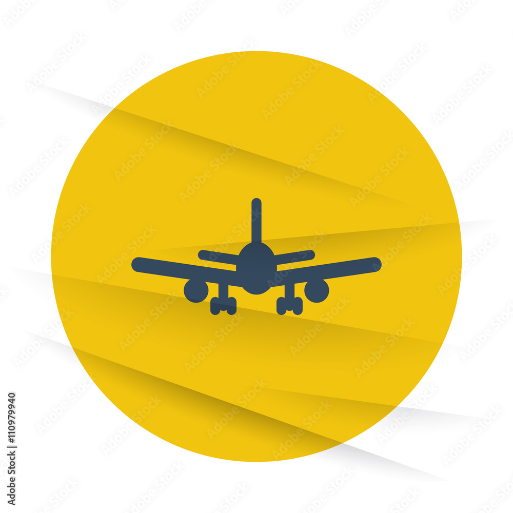 Dark Airplane icon label on wrinkled paper Dark Airplane icon label on wrinkled paper