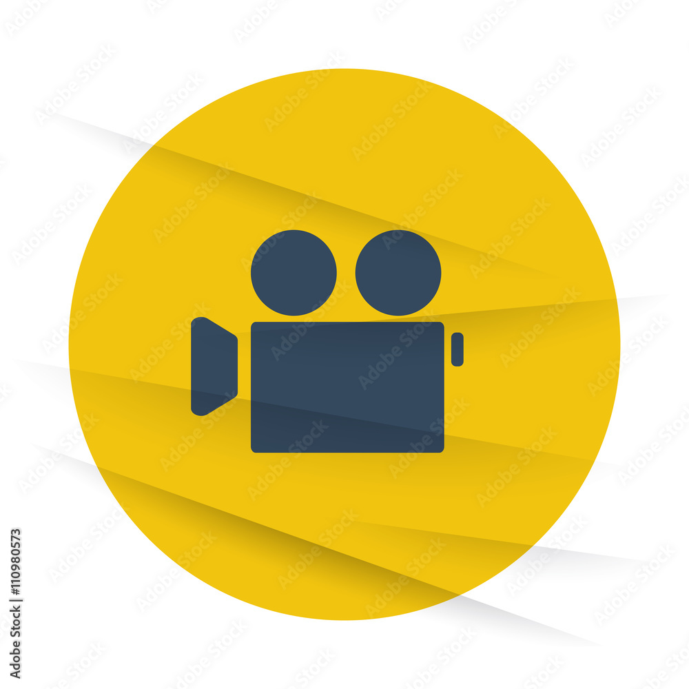 Dark Video Camera icon label on wrinkled paper Dark Video Camera icon label on wrinkled paper
