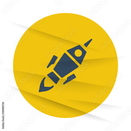 Dark Rocket Launch icon label on wrinkled paper