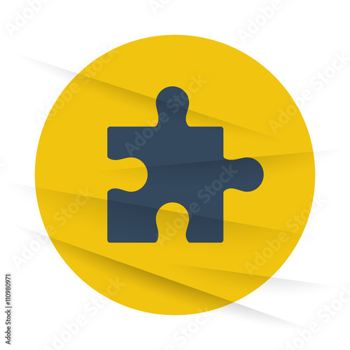 Dark Puzzle icon label on wrinkled paper