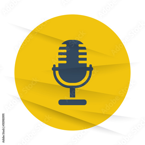 Dark Microphone icon label on wrinkled paper
