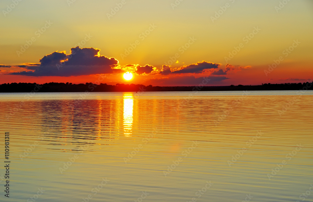 sunset on the alqueva lake