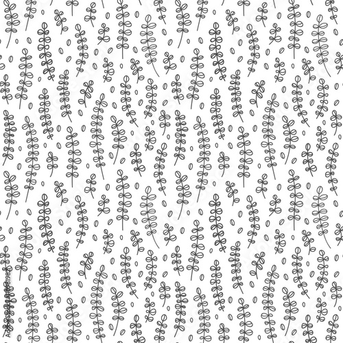 Fototapeta Naklejka Na Ścianę i Meble -   Simple lavender herb pattern, black and white