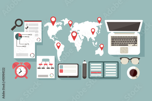 World map. working space. statistics. location