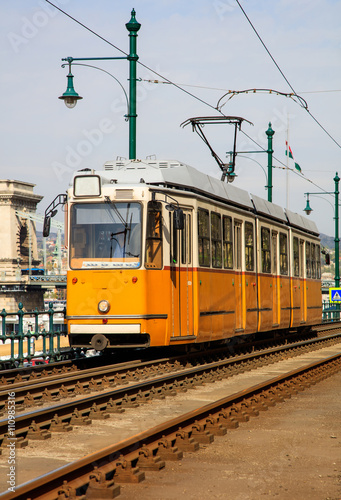 Yellow tram, Budapest Hungary.