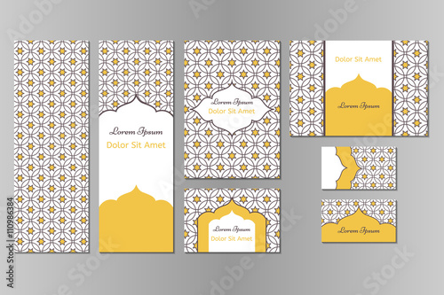 Original business set or menu set with arabic geometric pattern with stars.