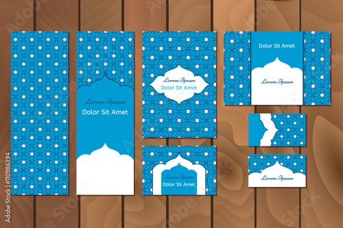 Original business set or menu set with arabic geometric pattern with stars.