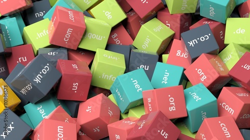 Εκτύπωση καμβά 3d rendering, colorful cubes with domain extensions, background