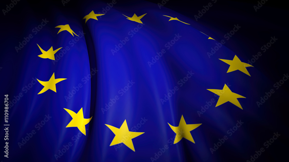 3D rendering of wavy EU flag, closeup background 3D rendering of wavy EU flag, closeup background