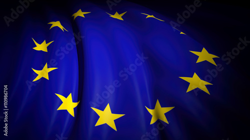 3D rendering of wavy EU flag, closeup background