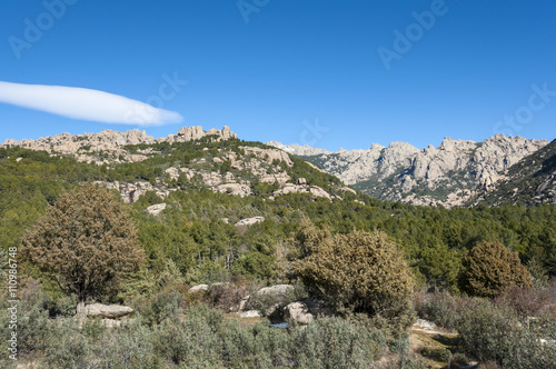 Views of La Pedriza from Canto Cochino, in Guadarrama Mountains National Park, Madrid, Spain. 