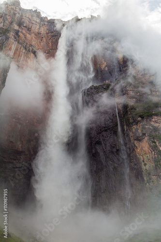 Angel Falls  Salto Angel   the highest waterfall in the world  978 m   Venezuela. Covered in clouds during the rainy season.
