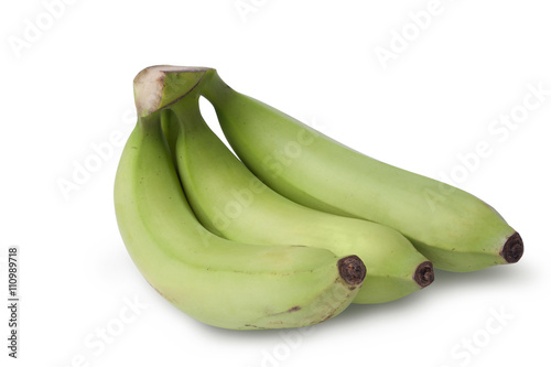 raw banana on white background with clipping path