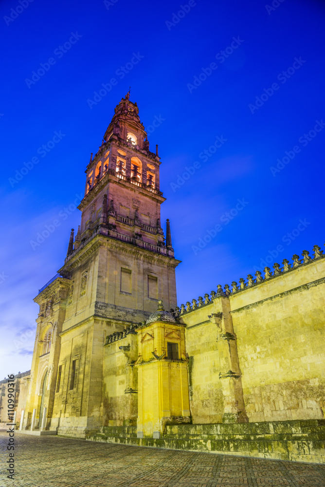 Fototapeta premium Traditional tower-bell architecture of mosque in Cordoba - Andalusia, Spain