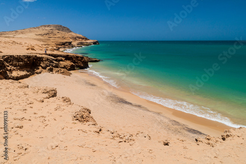 Obraz na płótnie Coast of La Guajira peninsula in Colombia. Beach Playa del Pilon. w salonie