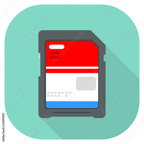 Vector illustration of SD card memory internet icon.
SD portable memory card for various devices - Data storage concept.