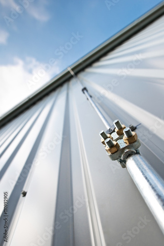 Detail of lightning conductor on the wall