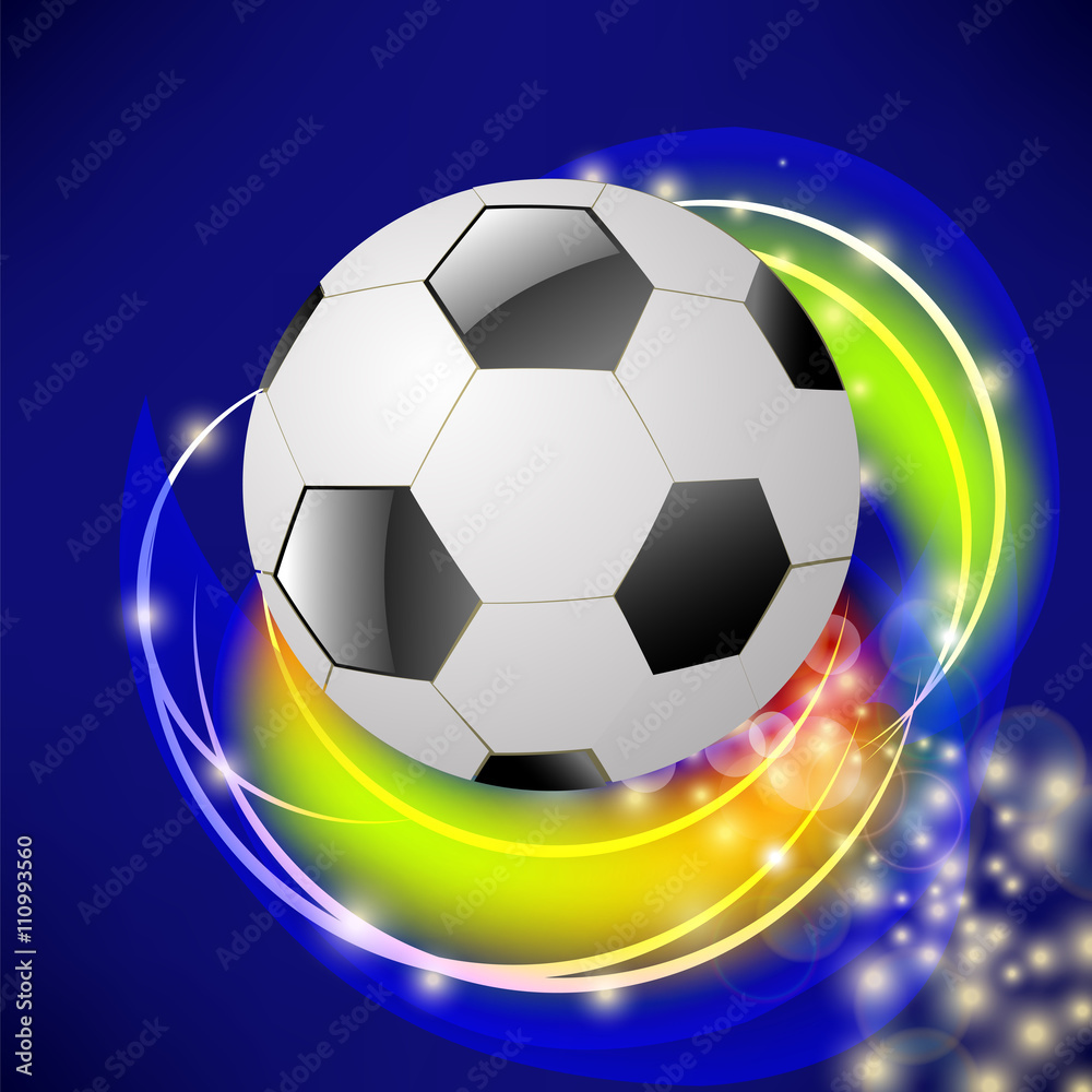 Sport Football Icon on Blue Blurred Wave Background
