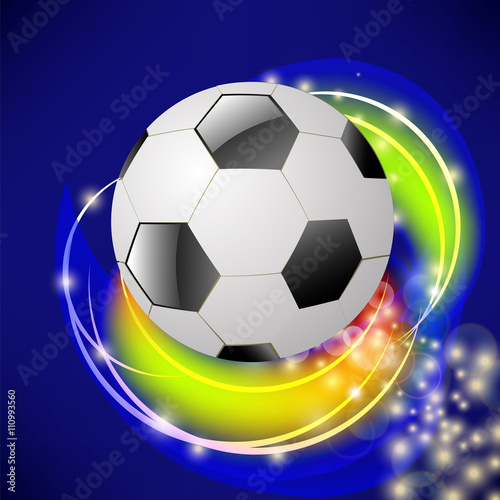 Sport Football Icon on Blue Blurred Wave Background © valeo5