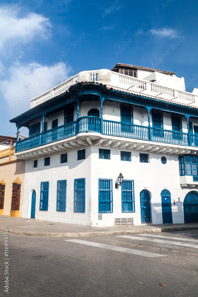 Fototapeta premium Old colonial house in the centr of Cartagena, Colombia