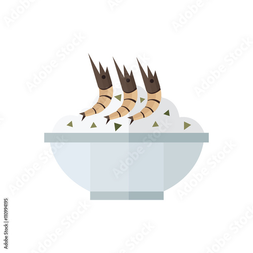 rice and shrimp vector brown