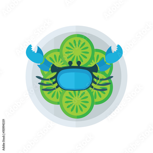 blue crab and salad vector