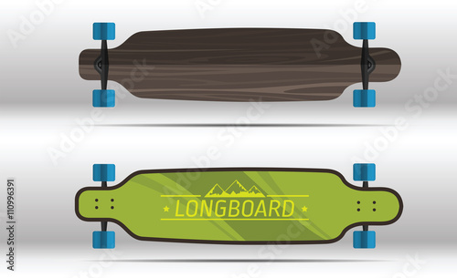 Illustration of flat longboards isolated 